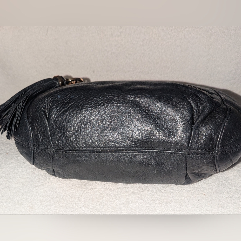 Michael Kors Black and Gold Hobo Bag with Tassel - Picture 6 of 11